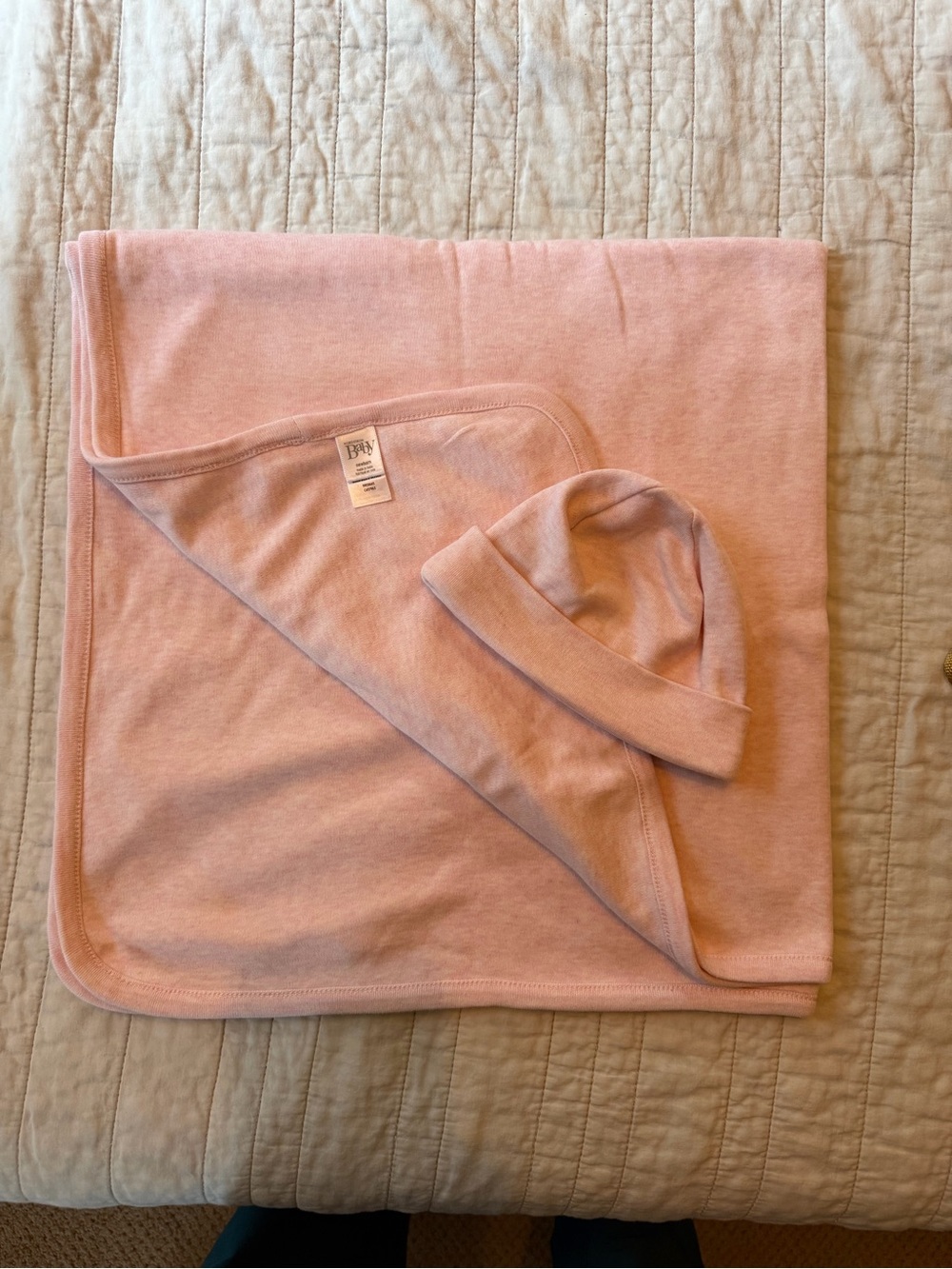 100% cotton Nordstrom Baby pink blanket and hat